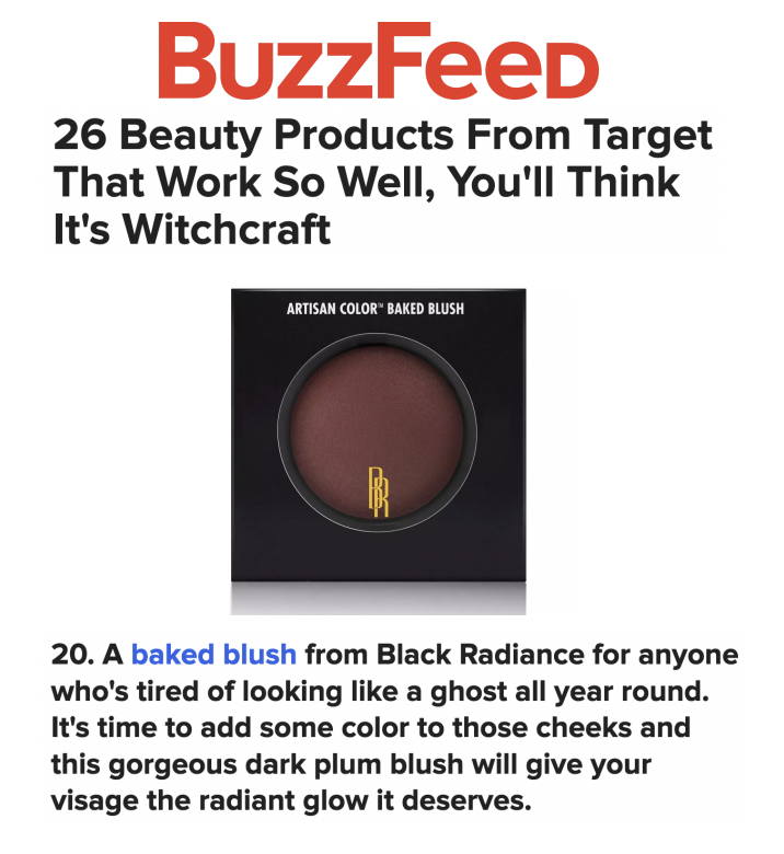 Black Radiance Beauty Featured in Buzzfeed - "26 Beauty Products From Target That Work So Well, You'll Think It's Witchcraft"