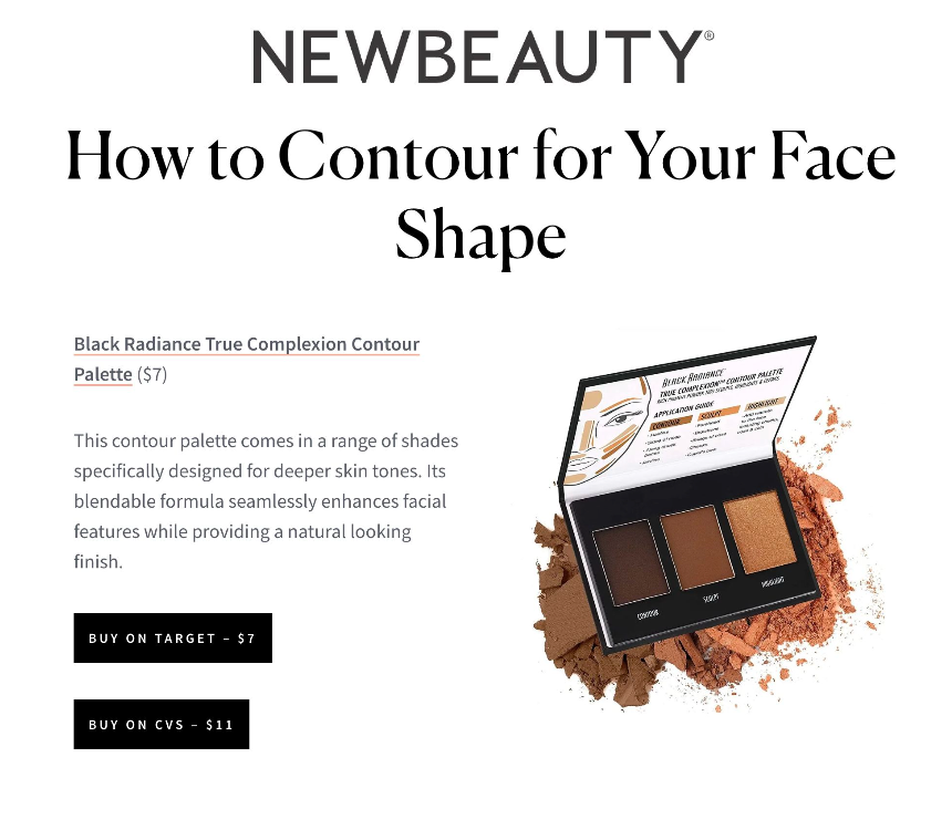 Black Radiance was featured on NewBeauty in the article titled, "How to Contour for Your Face Shape."