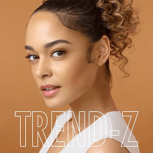 Young Gen Z African American female model with the word "Trend-Z"